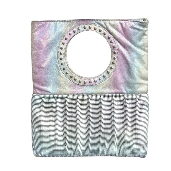 Whiting & Davis RARE fluorescent multicolor white clutch bag - Picture 1 of 10